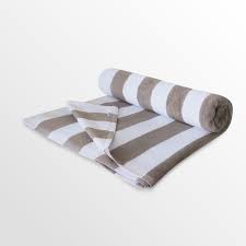 Premium Striped Pool & Beach Towel – Beige & White