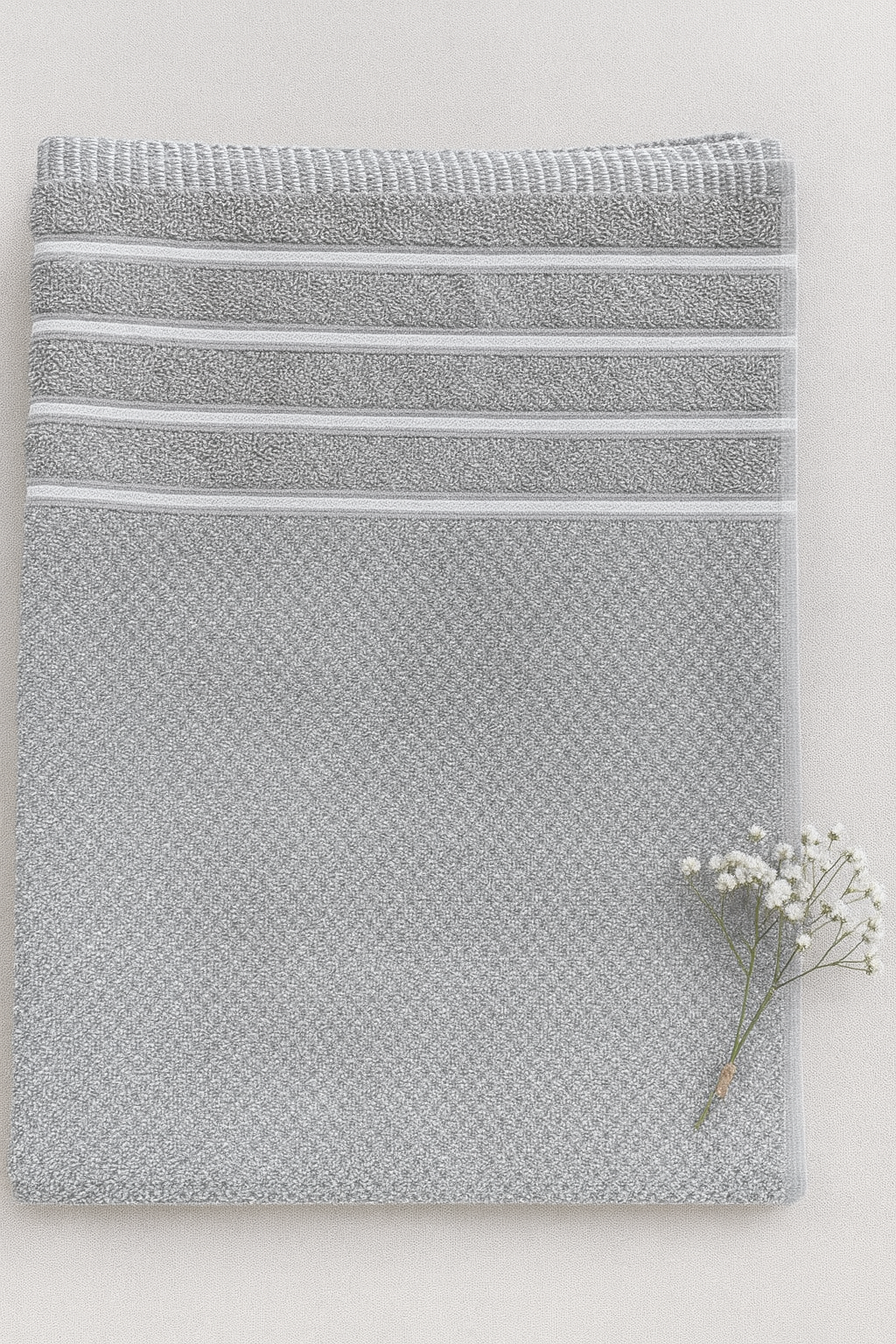 Classic Light Grey Textured Bath Towel