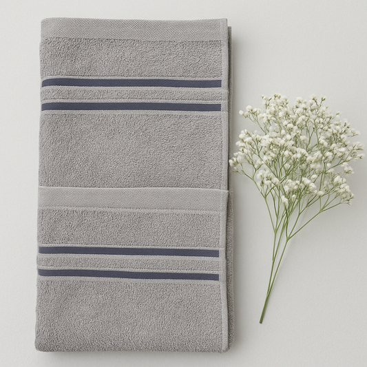 Grey with Blue Line Hand Towel