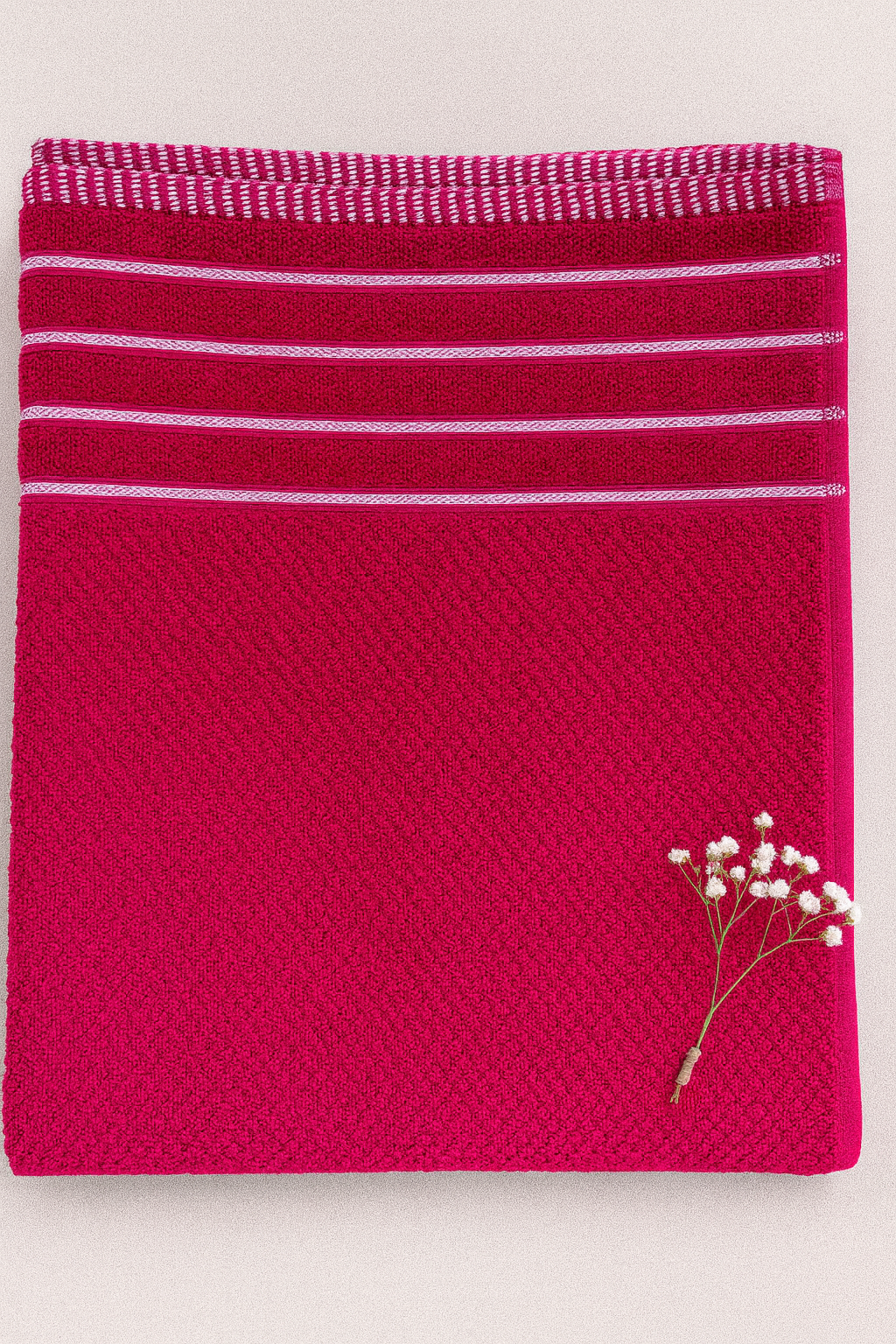 Berry Pink Textured Bath Towel