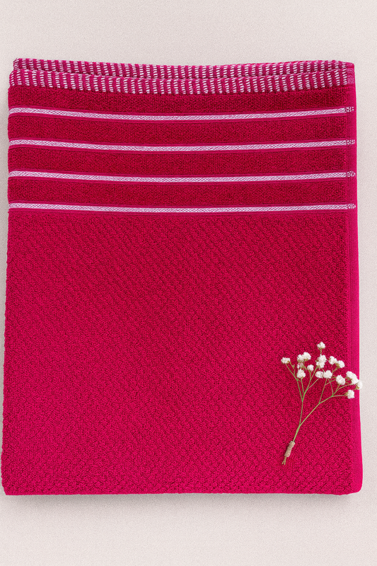 Berry Pink Textured Bath Towel
