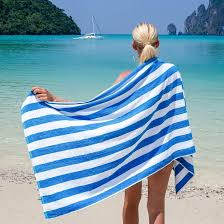 Premium Striped Pool & Beach Towel – Blue & White